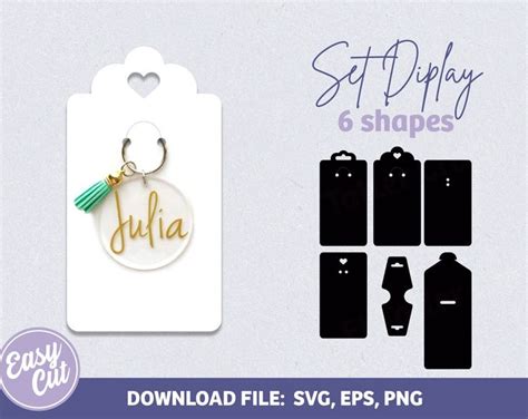 Download Keyring Display Card SVG File SET Silhouette DXF Files