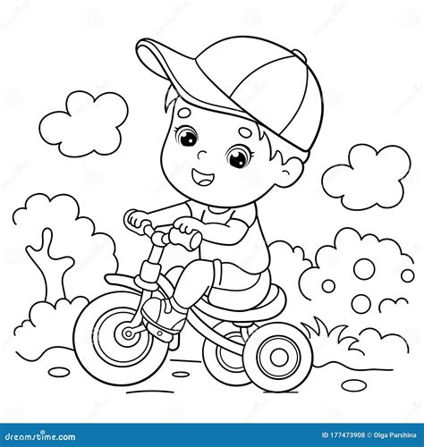 Kid Riding Bike Coloring Page