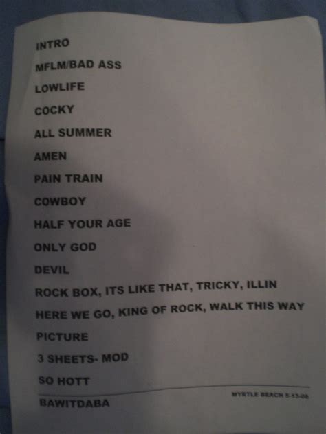 Kid Rock Set List