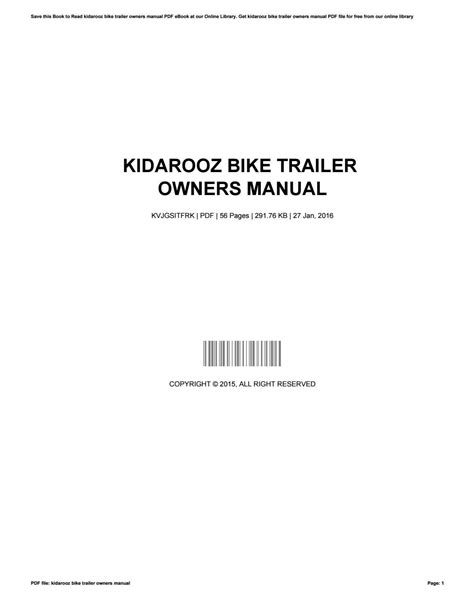 Kidarooz Bike Trailer Owners Manual: Master Your Adventure with Expert Wiring Tips!