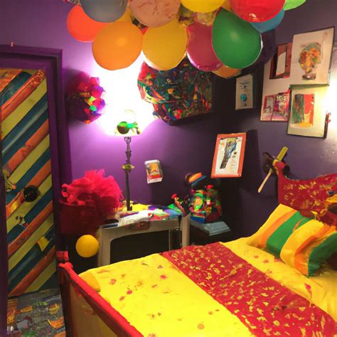 Kidcore bedroom with bright colors and patterns