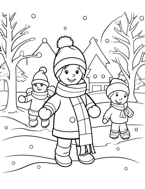 Kids Coloring Pages Winter Season Drawing