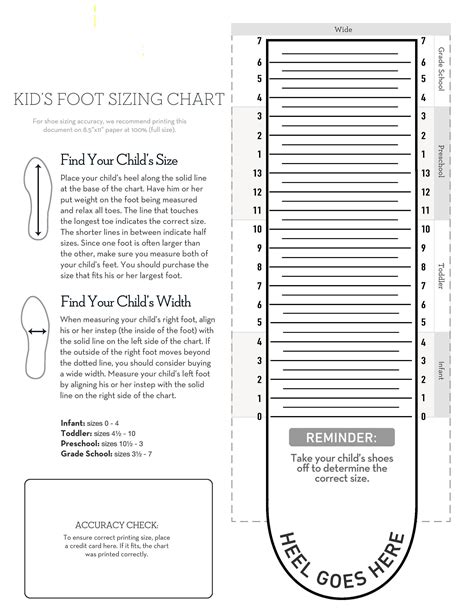 Kids Foot Measurement Chart Printable