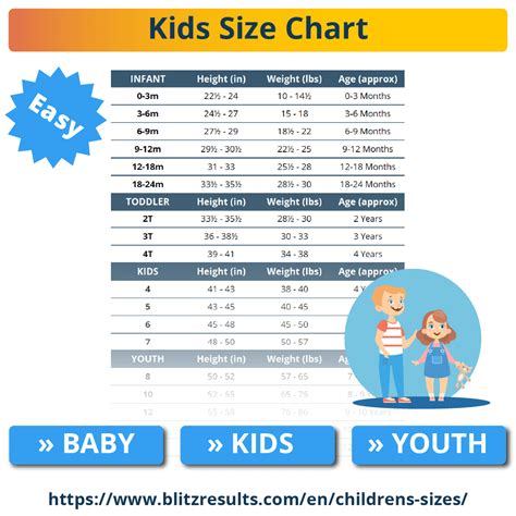 Kids Large Size Chart