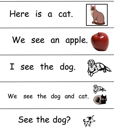 Kindergarten Sight Word Sentences Worksheets