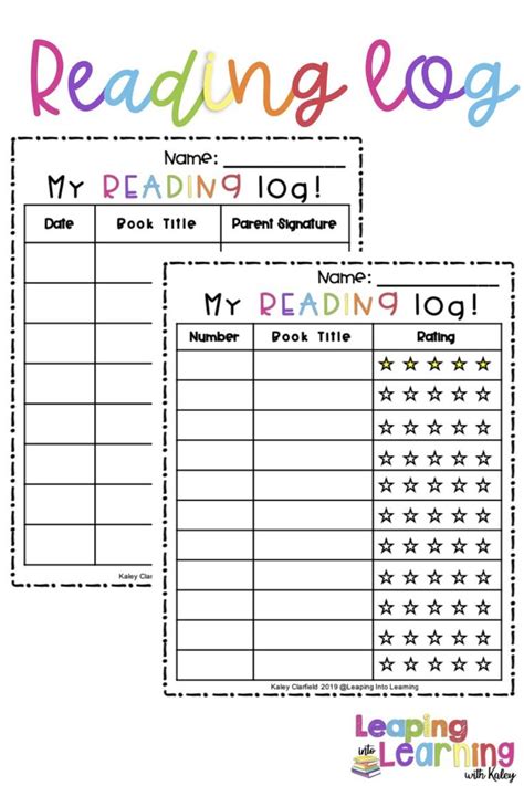 Kindergarten Reading Log Printable