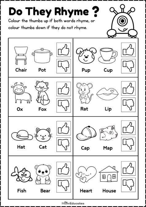 Kindergarten Rhyming Worksheet