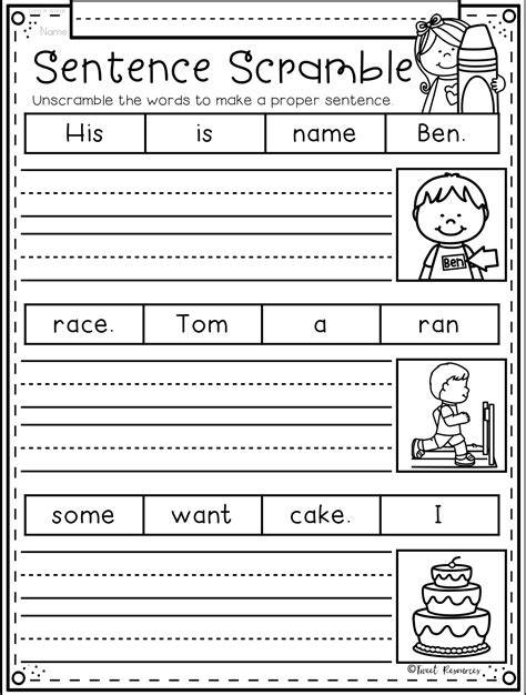 Kindergarten Sentences Worksheets
