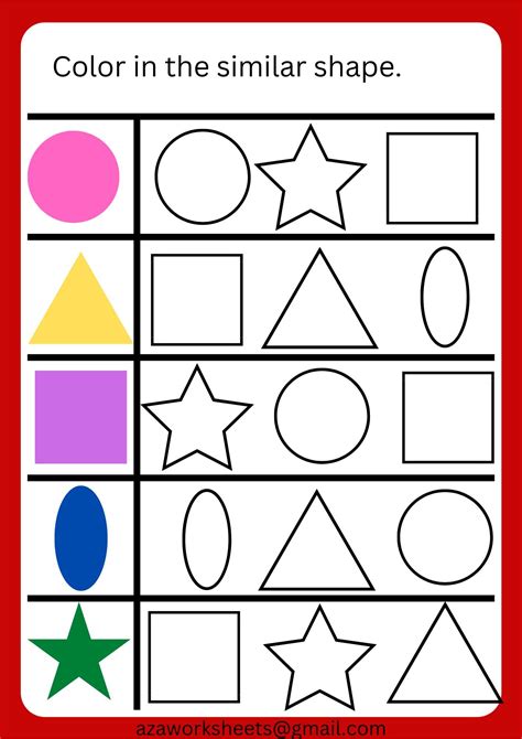 Kindergarten Worksheets Shapes And Colors