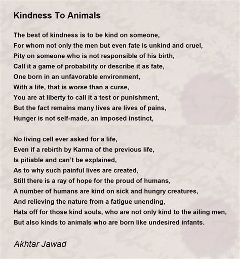 Kindness To Animals Poem