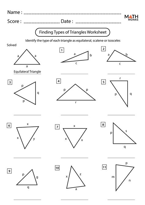 Kinds Of Triangles Worksheets