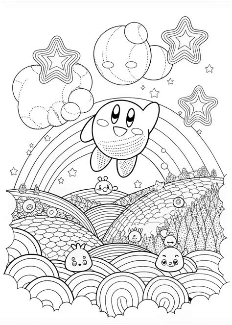 Kirby Coloring Pages Rainbow