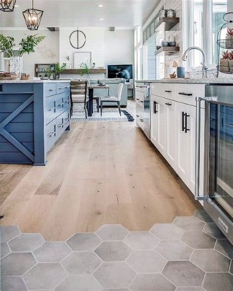 Modern vinyl floors in the kitchen match the style of the home