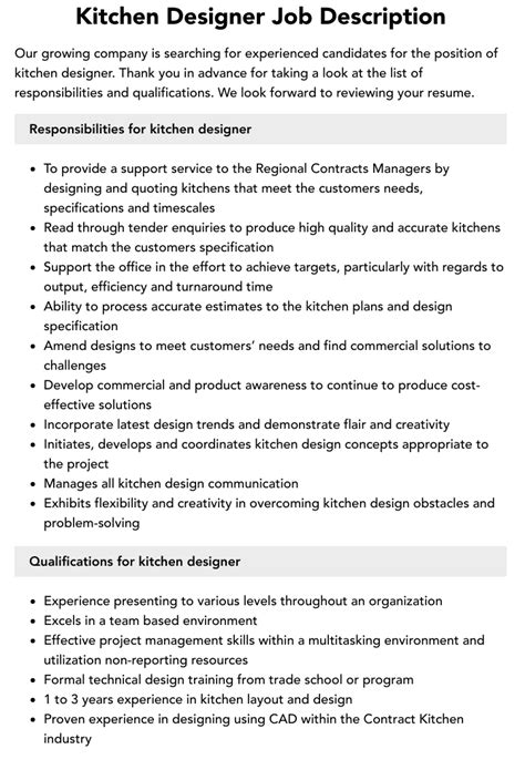 Kitchen And Bath Designer Job Description