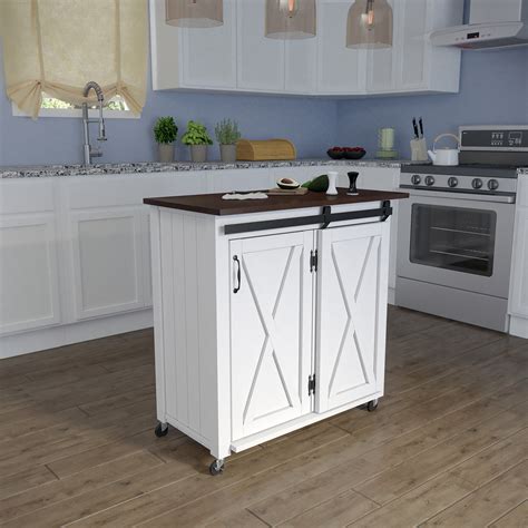 Introducing The Rustic Charm of Kitchen Cart with Barn Doors - A Versatile Addition to Your Culinary Space!