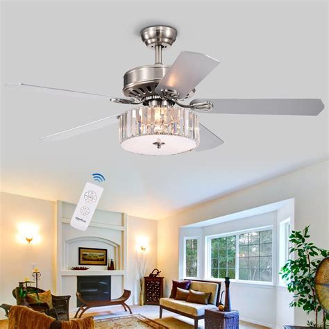 60" Industrial Ceiling Fan with Light LED Remote Brushed Nickel Kitchen Bedroom eBay