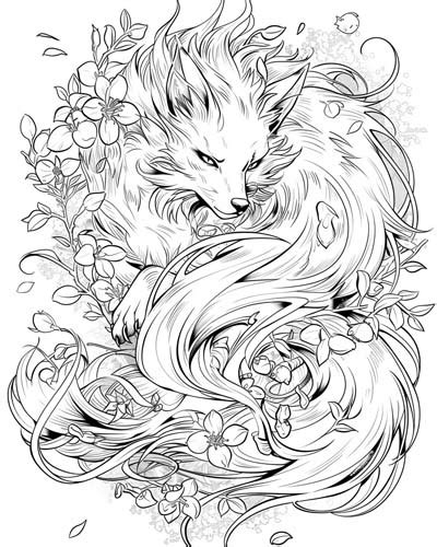 Kitsune Coloring Pages