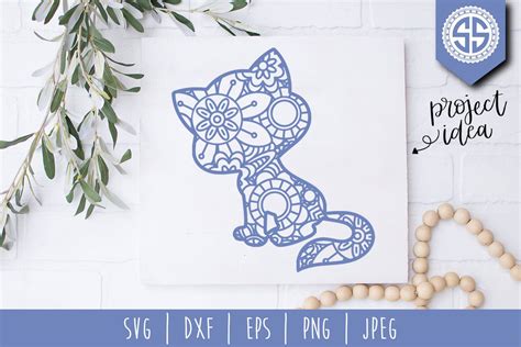 Download Kitten Mandala Zentangle Files Free PSD Mockups