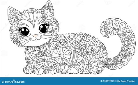 Download Kitten Mandala Zentangle Printable