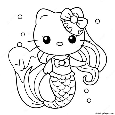 Kitty Mermaid Coloring Page