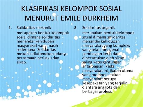 Klasifikasi Kelompok Sosial Menurut Emile Durkheim