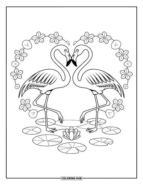 Kleurplaat Flamingo Hart