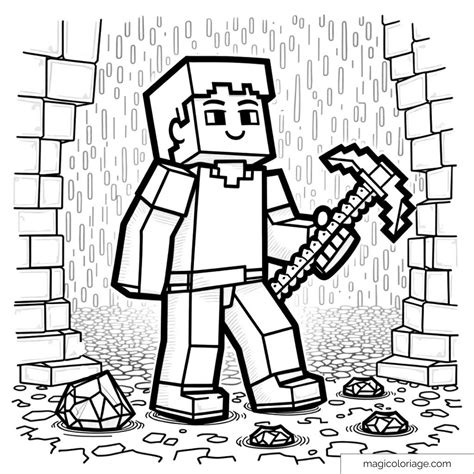 Kleurplaat Minecraft Steve