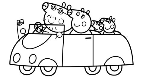Kleurplaat Peppa Pig Auto
