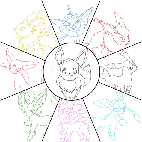 Kleurplaat Pokemon Eevee Evolution