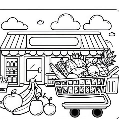 Kleurplaat Supermarkt