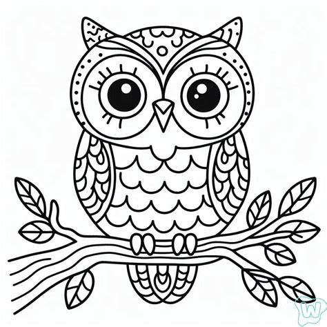 Kleurplaat Uil Simpel