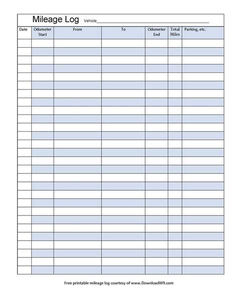 7 Best Images Of Printable Mileage Log Sheet Template Printable Images
