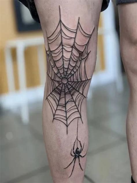 Knee Spider Web Tattoo