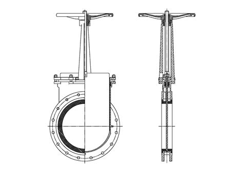 Knife Gate Valve Autocad Drawing