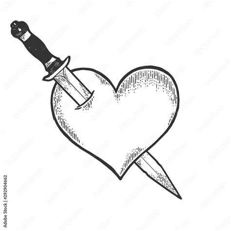 Knife Through Heart Drawing
