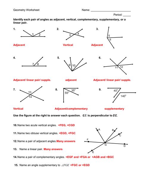Knowing All The Angles Mathbits Worksheet Answers