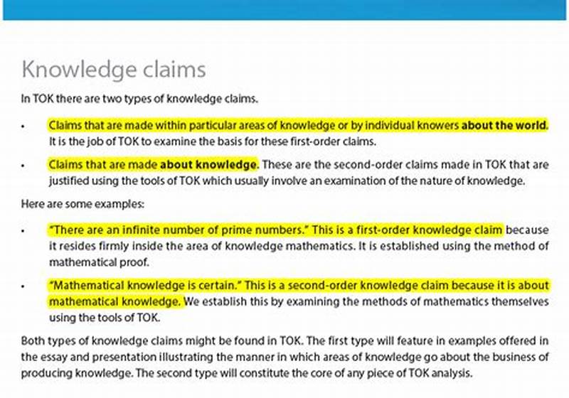 Knowledge Claims Examples