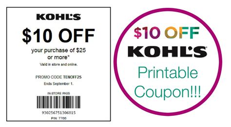 Kohl's in-store printable coupons