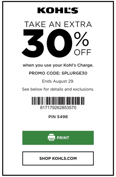 Kohls Printable Coupons 30 Off In Store