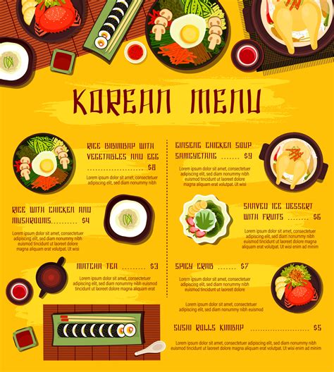 Korean Menu Vector