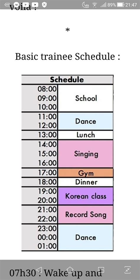 Kpop Trainee Daily Schedule