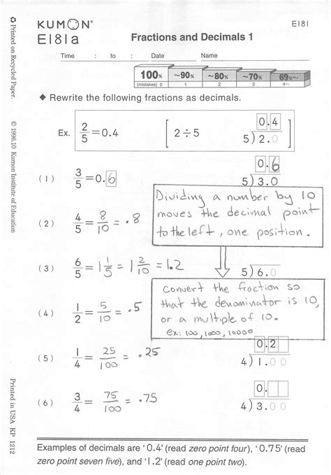 Kumon Level F Math Worksheets