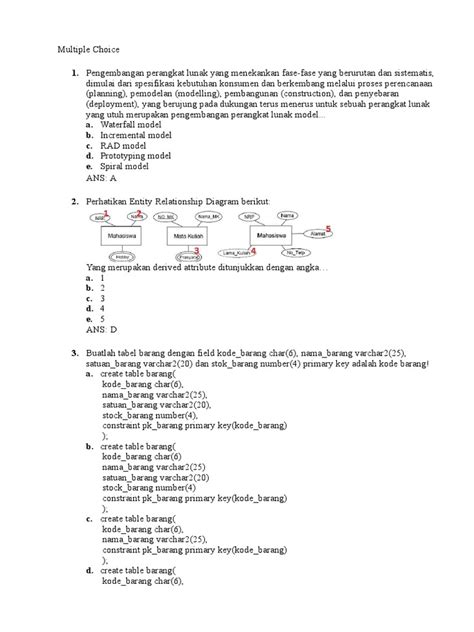 Kumpulan Soal Membuat Pemrograman Basis Data