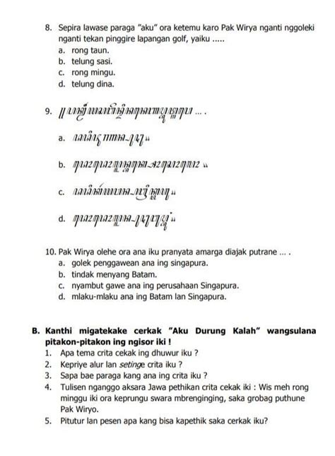 Kunci Jawaban Bahasa Jawa Kelas 8 Halaman 29