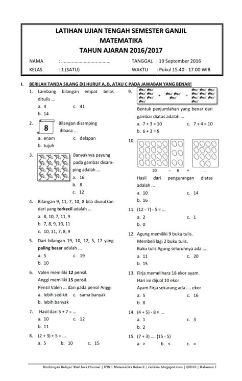 Kunci Jawaban LKS Matematika Kelas 10 Semester 1 Kurikulum 2013