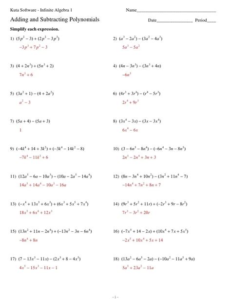 Kuta Software Infinite Algebra 1 Answer Key