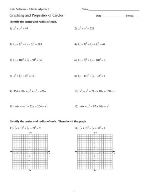 Mastering the Art of Graphing and Properties of Circles with Kuta Software Infinite Algebra 2