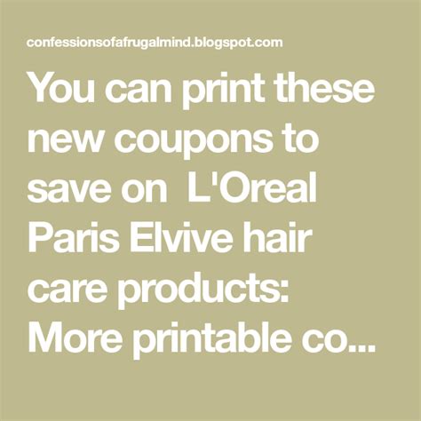 L'oreal Coupons Printable