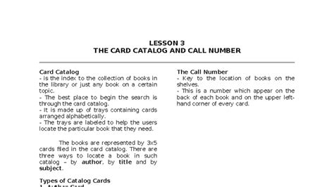 L04 Library Catalog Quiz & Call Number Ordering