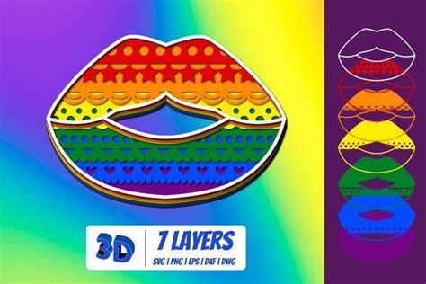 Download LGBT Cut Files, Gay Pride Lips For Crafts